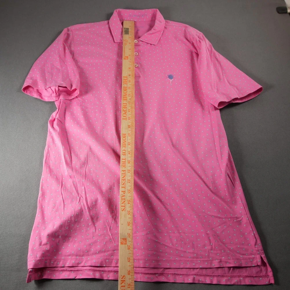 B. Draddy Performance Golf Micro Teardrop Print Pima Cotton Men Polo Shirt M